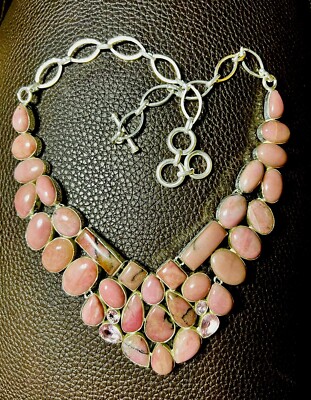 Rhodochrosit & Eigenwert Edelstein Rosa Topas 925 Sterlingsilber Halskette 18''