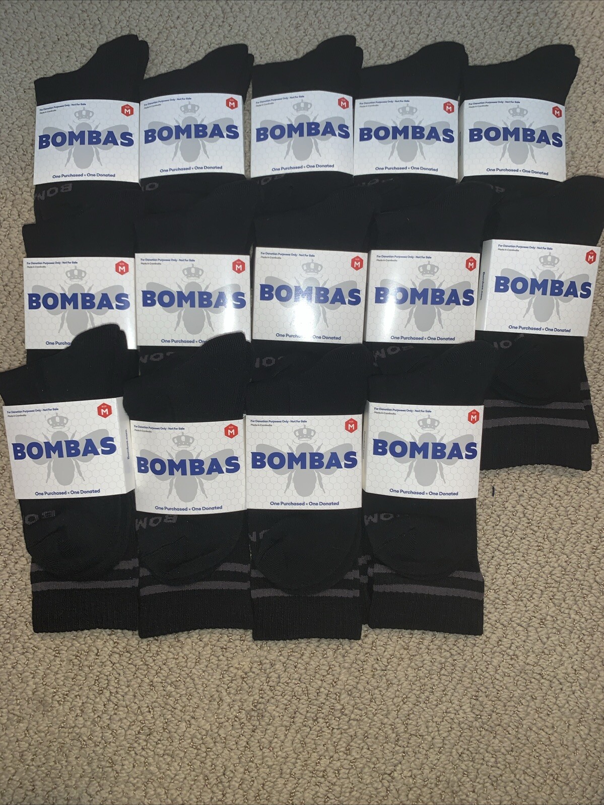 SAOLA (5) Paia Solo Calzini Bombas Uomo Crew Taglia Media Nero