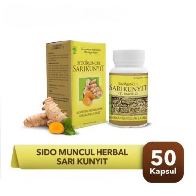 SIDO MUNCUL TURMERIC Herbal Sari Kunyit 50 Capsules - Gastric Stomach Pain