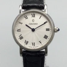 Concord Bennington Watch Women 25mm Silver Tone Leather Band New Battery