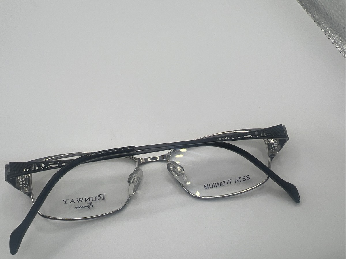 New Runway Eyewear RT-820 Black & Silver Titanium Eyeglasses 51/16/140 Runway Eyewear Titanium RT820 51/16-140 blk silver women main image 3