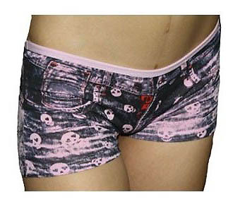 Sexy Women's Basic Stretch Tight Yoga Cotton Beach Boy Underwear Shorts- Skull - Picture 6 of 9