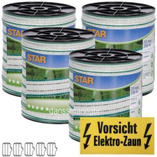 Weidezaunband 20mm Star weiss-gr&uuml;n 0.10Ohm/m 2 Kupfer+4 Niroleiter 800 m