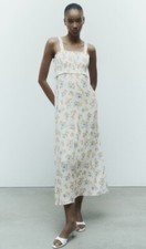 Zara New FLORAL PRINT MIDI DRESS size XS
