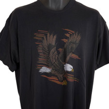 Vintage Bald Eagle T Shirt Mens Size XL Black 80s Animal Nature Tee Made In USA
