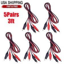 5Pairs Dual Red & Black Test Leads with Alligator Clips Jumper Cable 16GA Wire
