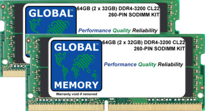 64GB (2x32GB) DDR4 3200MHz PC4-25600 260-PIN SODIMM MEMORY RAM KIT