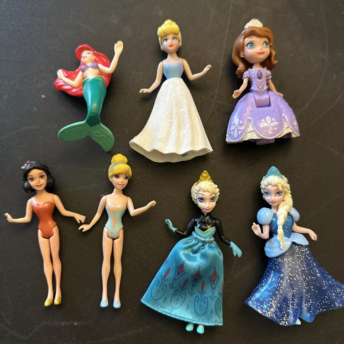 Lot of 7 Disney Princesses Small Toy Lot Figures Little Mermaid Elsa Ariel