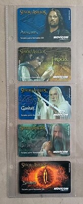 5 Herr der Ringe Movicom Bellsouth Telefonkarten LOTR Die zwei Türme Argentinien 