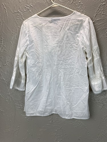 CAMISETA Top Marca MLNY 100% Algodón Tinte Asimétrico Bordado Talla Grande - Imagen 4 de 4