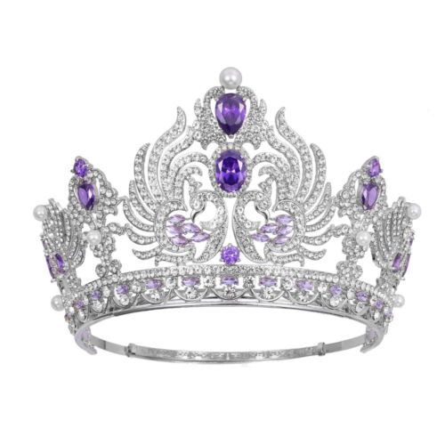 Tiara corona de cristal circonita cúbica de 10 cm de alto boda reina princesa ajustable para mujer - Imagen 21 de 31