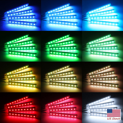 RGB 7 Color Interior Bar Glow Dash Footwell Light 9 LED Strip SMD Lamp US  Socket