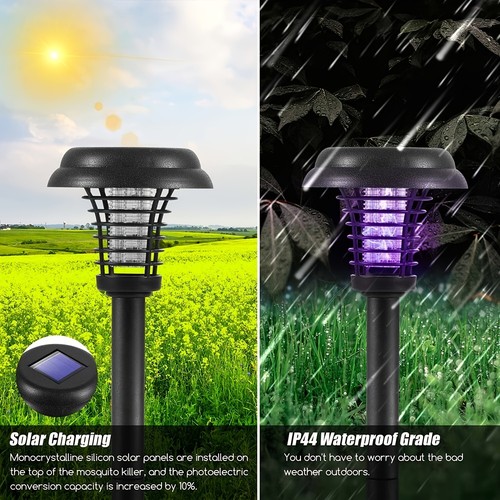 Solar Powered Electric Mosquito Killer Lamp LED Trap Lamp Fly Bug Insect Zapper - Picture 6 of 6