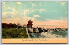 Danville Water Co. Dam Danville Illinois IL c1910 Postcard