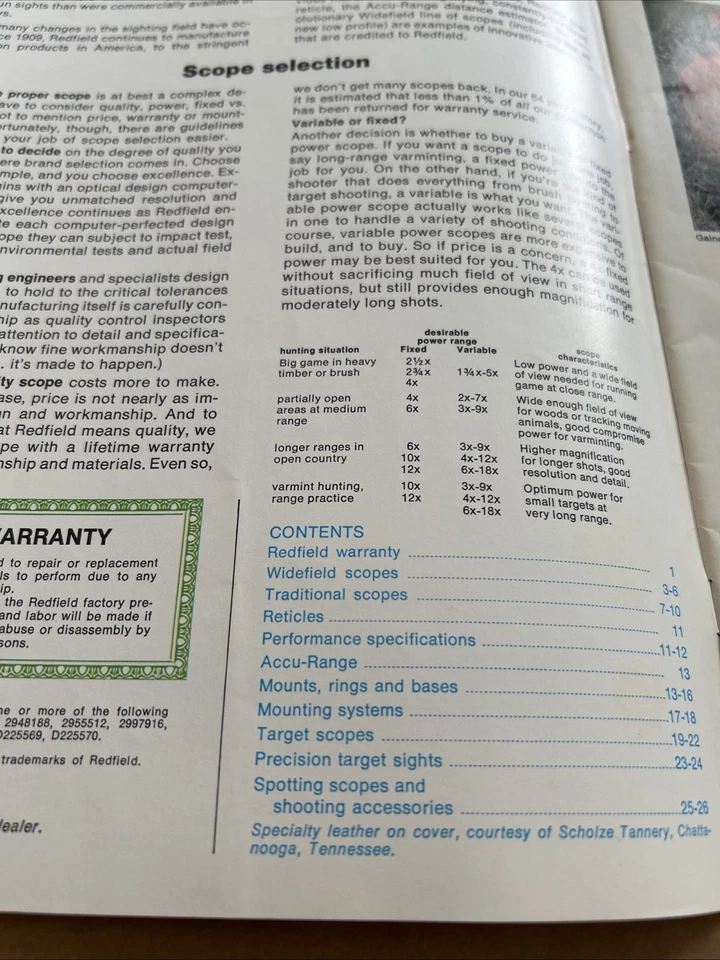 1974 REDFIELD RIFLESCOPE, MOUNTS AND SIGHTS CATALOG, WIDEFIELD SCOPES - Image 2 of 2