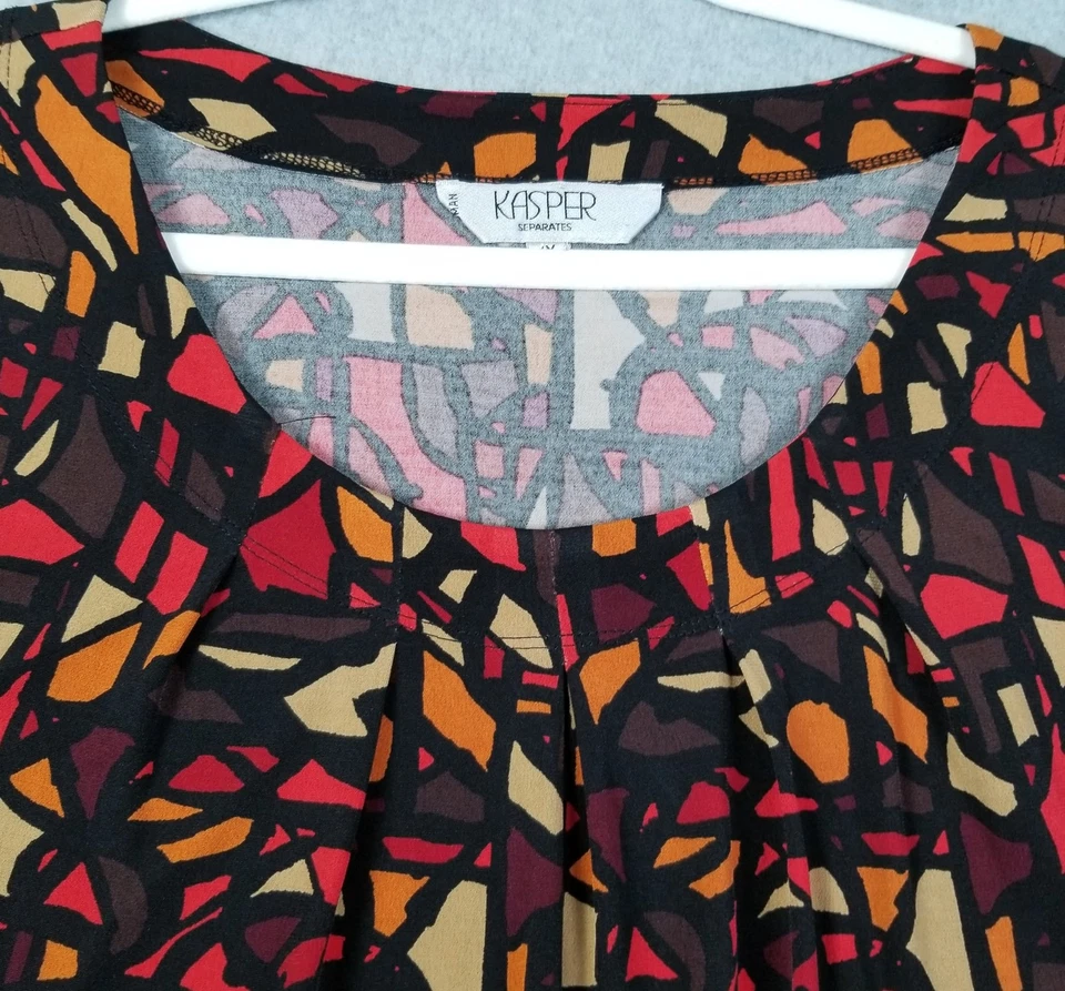 Camiseta deportiva elástica KASPER Top para mujer 1X Plus multicolor abstracta sin mangas Foto 2 de 4