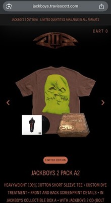 TRAVIS SCOTT CACTUS JACK Limited Edition Jackboys 2 T-Shirt / CD