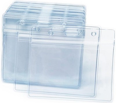 Clear Plastic Name Badge ID Card Holders 50 Pcs Horizontal