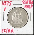 US Coin 1875 Seated Liberty Half Dollar Silver AU Details NO RESERVE!