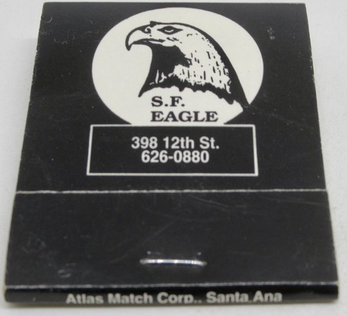S.F. Eagle Gay Bar San Francisco California Mr. Leathers 12th St. FULL Matchbook