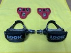 Vintage LOOK Carbon Pedals Model PP76 In Black And Set Of Red Look Delta Cleats — photo 3