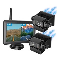 2 Magnetic Wireless Backup Cameras HD1080P w/ 5" Split Screen Monitor