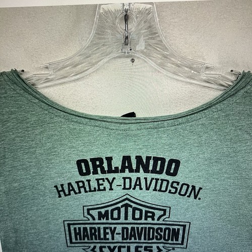 Damen 2XL Harley Davidson T-Shirt Salbeigrün Doppelseitig Super Dünn & Leicht - Bild 16 von 18