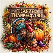 Thanksgiving Turkey Diamond Painting Kits for Adults, 5D Fall Diamond Art Kits