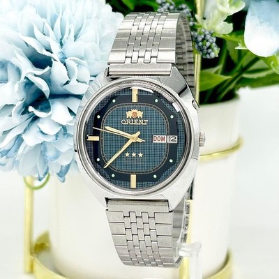 Orient Vintage 3-Star 21-Jel Automatic Watch Silver/Navy Used