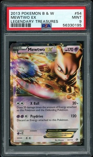 2013 Pokemon BW Legendary Treasures FADED ERROR Mewtwo EX #54 PSA 9 MINT