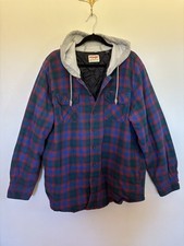 Wrangler Authentics Hooded Flannel Shirt Jacket Quilted Lined XL Plaid