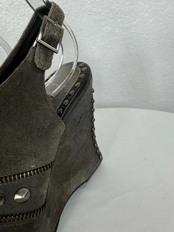 Sandalias LISA para DONALD J PLINER Cuero Gris Plataforma SIMI Tachonadas 6M Foto 4 de 4