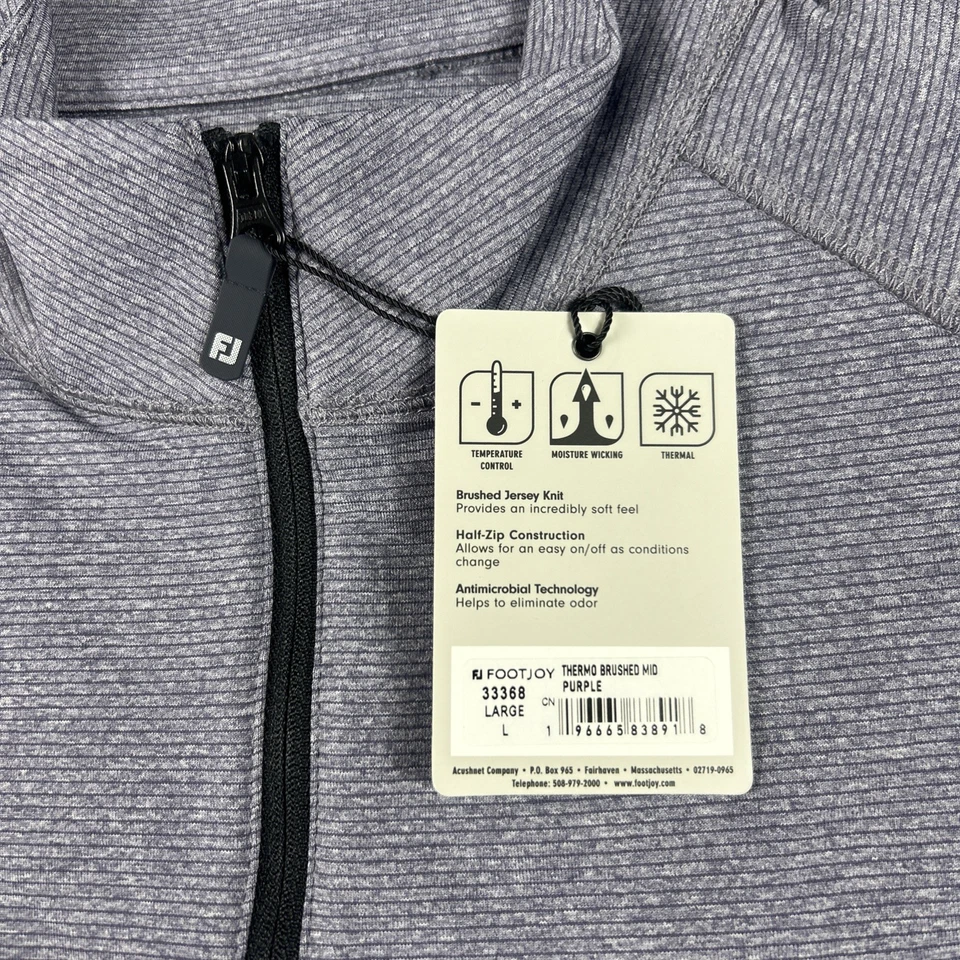 Pullover de golf FootJoy serie térmica brezo cepillado trasero grande púrpura precio de venta sugerido por el fabricante 115 USD Foto 2 de 4