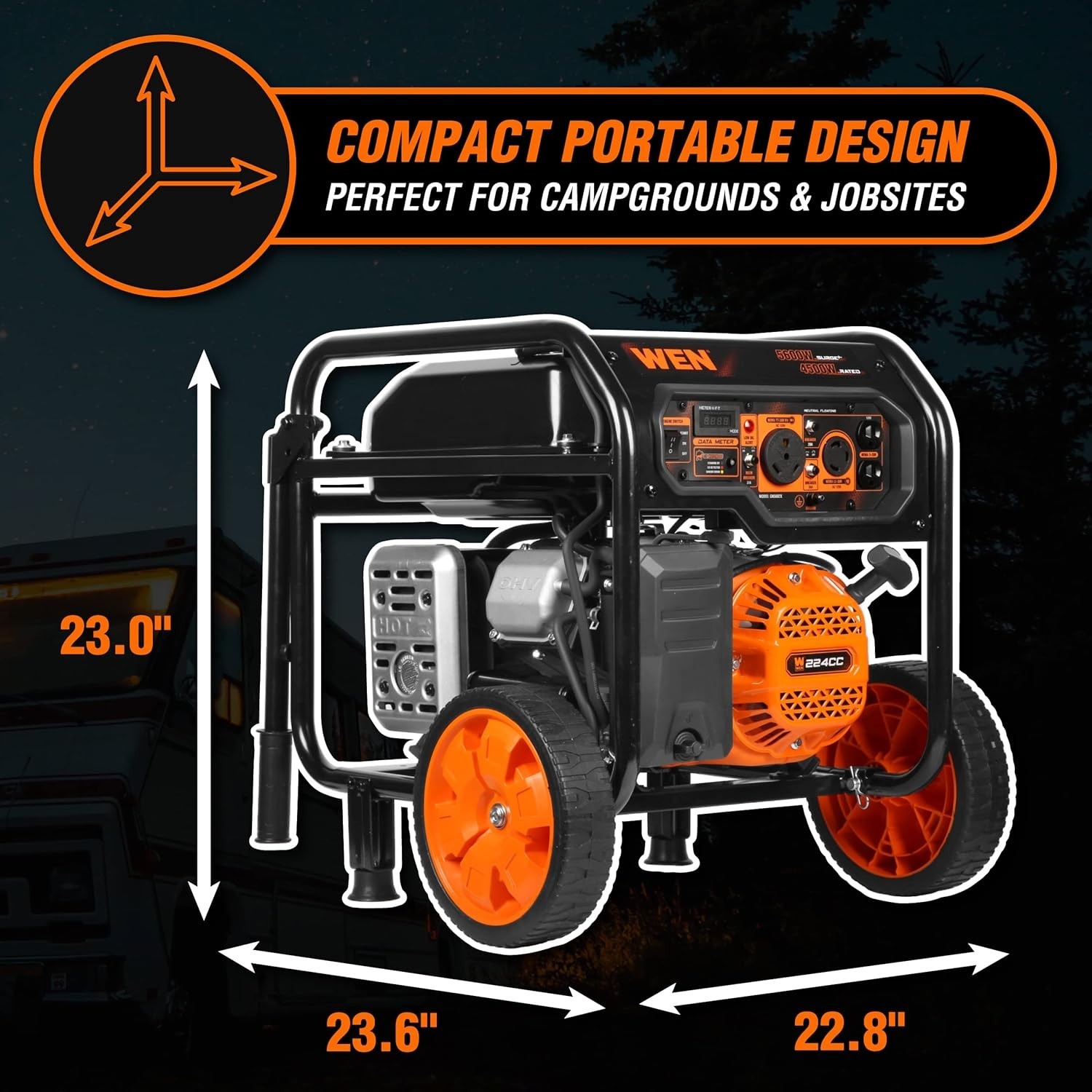WEN 5600W Portable Generator Electric Start 224cc RV Ready with CO Shutdown