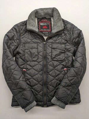 Deeluxe 74 Herren Hilton Steppjacke M schwarz Full Zip Puffer Biker Mantel