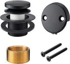 Bathtub Drain Kit Matte Black Toe Touch Stopper w Overflow Plate Universal