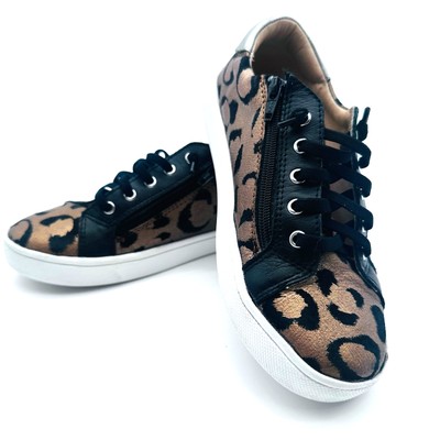 Leopard Leather OLD SOLE brand QUALITY SHOE GIRLS Kids 3.5  34 euro Saucony like