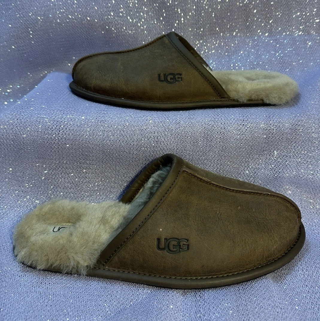 UGG Leather Upper Brown Slippers for Men for sale | eBay