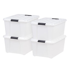 45 Qt Plastic Storage Bins with Lids, Stackable Storage Container, Totes, 4 Pack