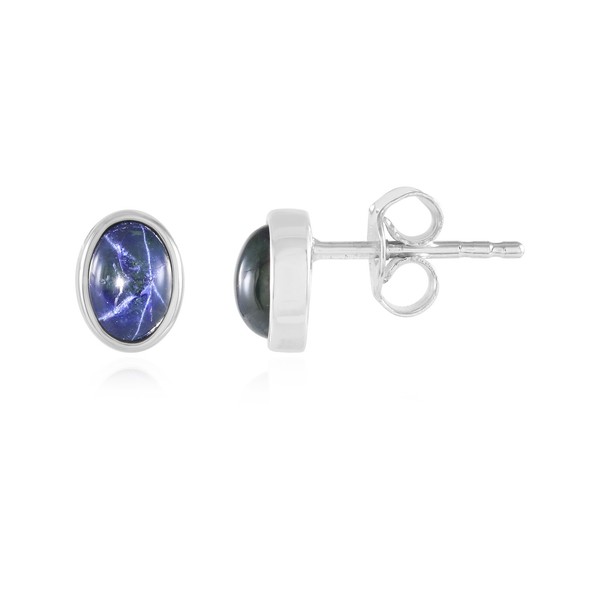 Cavill Blaue Stern Saphir Ohrringe 1,17Ct Oval Silber 925 Platin Echtschmuck-image
