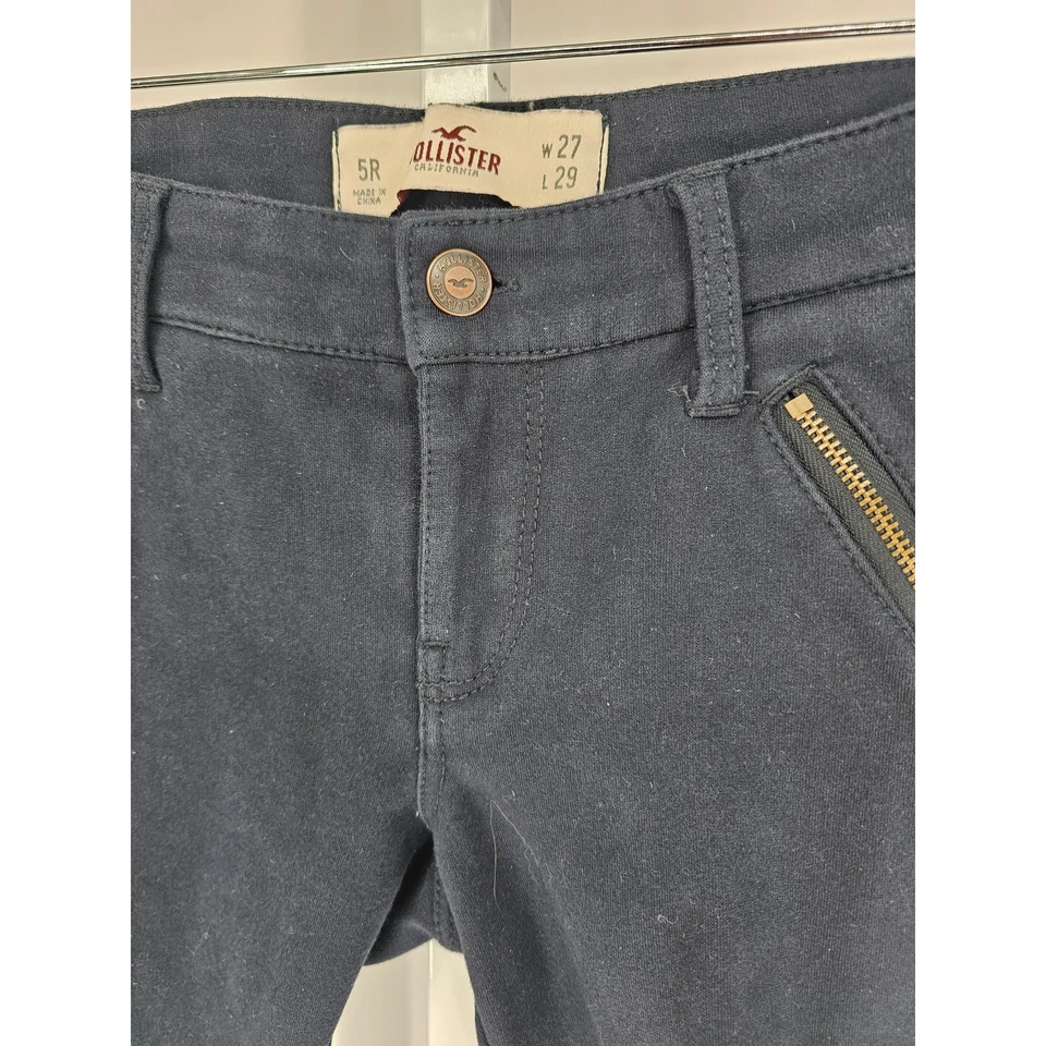 Hollister 女式 27x29 5R 码紧身摩托车裤深蓝色低腰 — 第 2/3 张图片