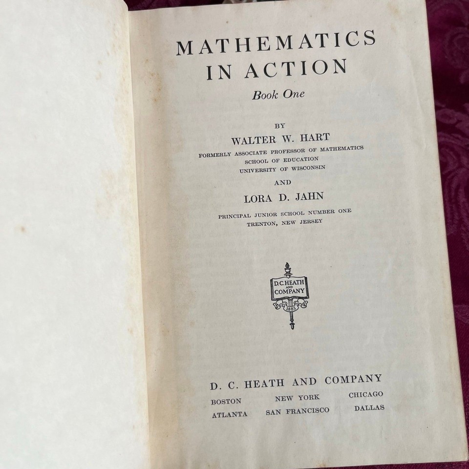 1939 Mathematics in Action Book One (with Answers), Hart & Jahn ...