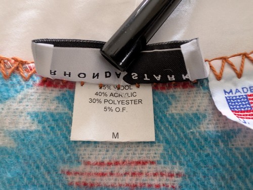 RHONDA STARK Vest VTG Women's M Santa Fe Fringe Blanket Native Southwest USA - Picture 11 of 15