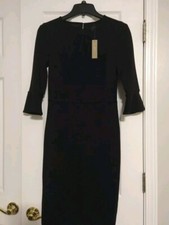 J. Crew Tall Bell Sleeve Ponte Sheath Dress BLACK Size 2 T