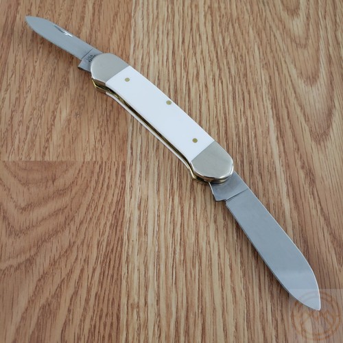 Case XX USMC Canoe Pocket Knife Stainless Steel Blades White Synthetic Handle - Picture 7 of 11