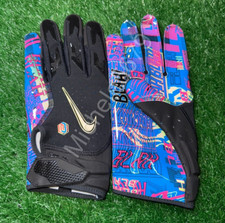 Nike NFL OBJ PE Vapor Jet 6.0 Football Gloves BLAH Black Blue Pink Size 2XL New