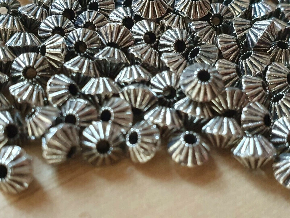 50 Tibetan Silver small 5mm BICONE carved SPACER BEADS - Jewellery making-Crafts - Image 4 of 4