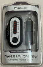 Prime Audio Wireless FM Transmitter Car Stereo Music For iPhone Android.  NIB