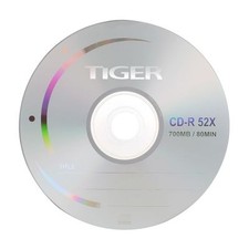 25 Tiger Branded 52X Logo Top Blank CD-R CDR Blank Disc Media  25 Paper Sleeves