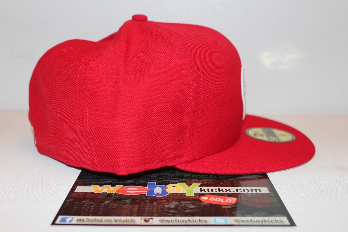 New Era Supreme New York Heart Red White Size 8 Fitted Cap New Era Supreme New York Heart Red White Size 8 Fitted Cap